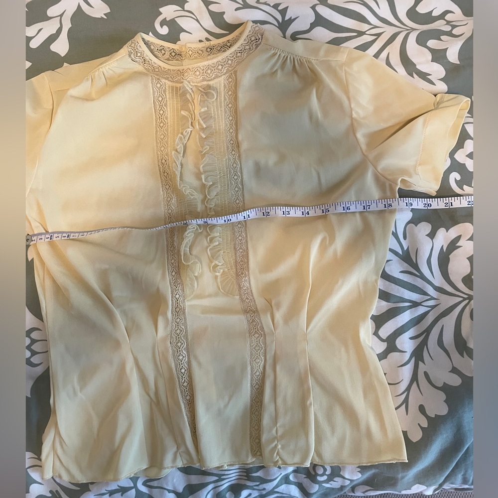 Elegant vintage nylon Lace Trim Women's Top